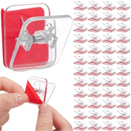 Cinnvoice 100 Pieces Self Adhesive Clips Sticky Tapestry Spring Wall Hanging Clips Tapestry Wall Folder Holders for Hanging Poster Photo Paper Flag Documents Hanger Office Home Rope(Clear)