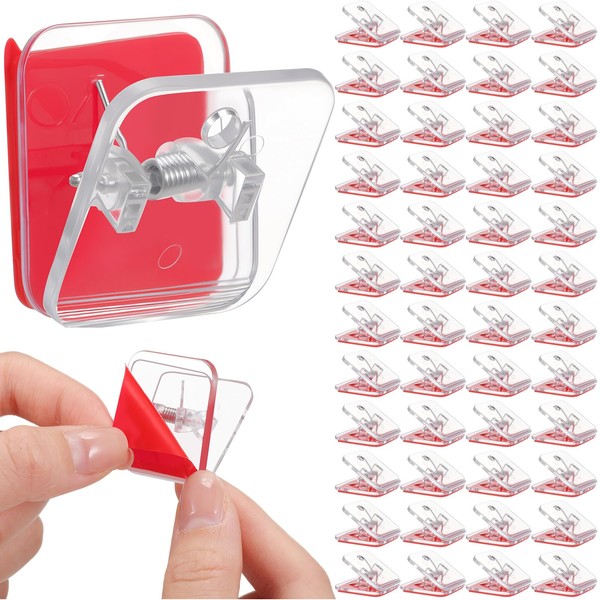 Cinnvoice 100 Pieces Self Adhesive Clips Sticky Tapestry Spring Wall
