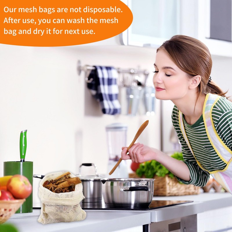 Fruit Bags Set for Cooking & Storage, 4 Sizes, 100%