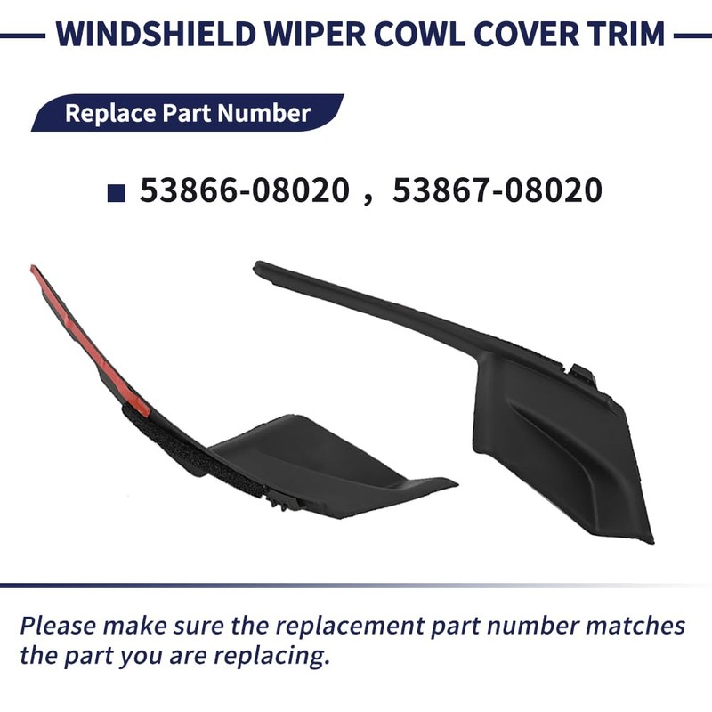 Magimaker 2Pcs Windshield Wiper Cowl Cover Trim 53866-08020 53867-08020 Compatible