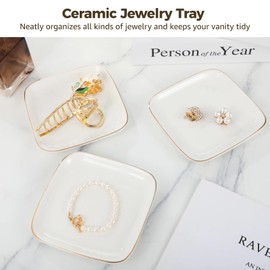 OMISTAR 12 PCS Ceramic Jewelry Tray, 4.5 Inch Ceramic Jewelry Dish Ring Dish, Small Trinket Tray Plate for Necklace, Earring, Bracelet, Vanity & Desk Top Display