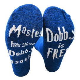 Inmeilifus Novelty Dobby Socks Funny Cotton Knitted Sox Cute Christmas Gift Stocking Stuffers (Dark Blue)