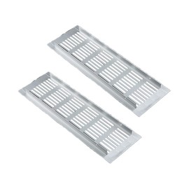 LannuMet 2Pcs Aluminium Alloy Rectangle Louvered Air Vent Cover Waterproof Rust Proof Grill Cover with Mounting Screws for Shoe Cabinet Wardrobe Kitchen Bathroom,80x300mm/3.2x12'',Silver