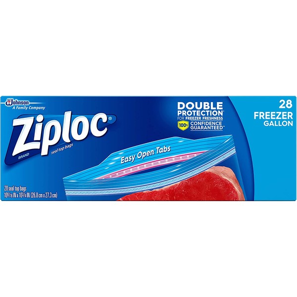 Ziploc Freezer Bags with New Grip 'n Seal Technology, Gallon, 28 Count, Pack of 3 (84 Total Bags)