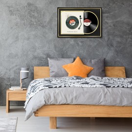 FramePro Record Frame with 2 Double Sided Mats (Black over Gold), Jukebox Record Album Frames for 12x12 LP Covers, Vinyl Record Display Wall Mounting, Home Decor, Black Picture Frame with Gold Trim