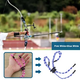 ECSiNG 2PCS Archery Finger Sling Adjustable Recurve Bow Fingersling Archery Bow Rope for Recurve Bow Replacement Accessories Pink & Blue