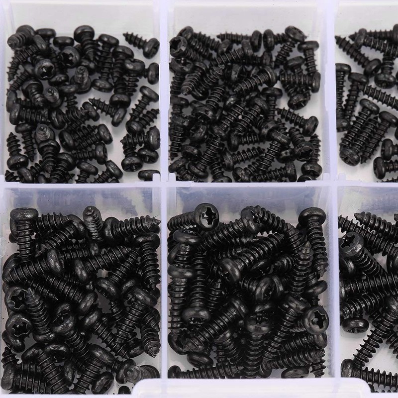 Self Tapping Screws - 400pcs Black M2 / M2.6 Pan