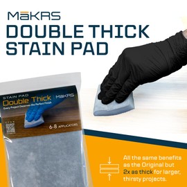 MāKRS Double Thick Stain Pad, 1 Cut-To-Size Pad Yields 6-8 Applicators, Lint, Snag & Streak-Free Pads, Brush Like Microfiber Over Foam Core, For Wood Stain and Oil Based Finishes, Professional Results