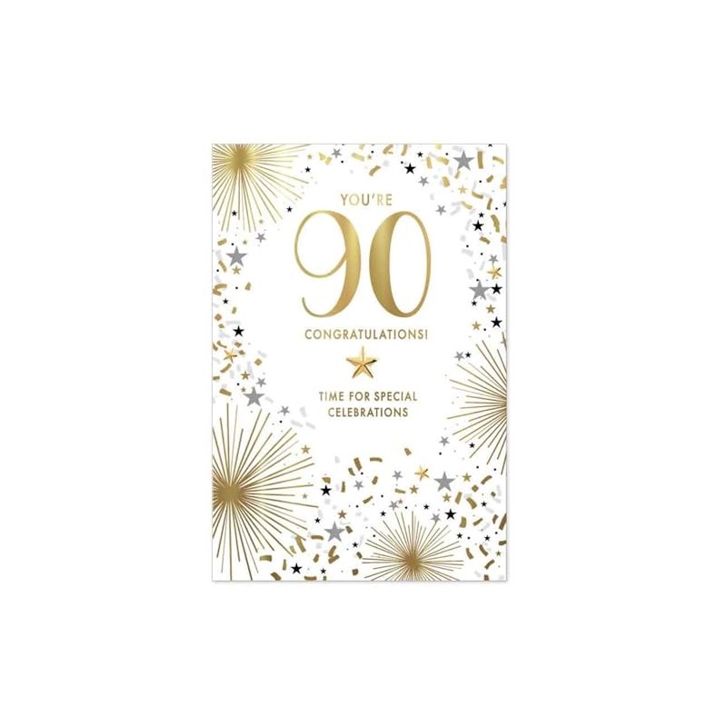 Age 90 Birthday Card - Mens Male Script 90th- Size: