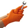 FRANZ MENSCH Hygostar Power Grip Nitrile Gloves, Powder-Free, Cardboard, Orange,
