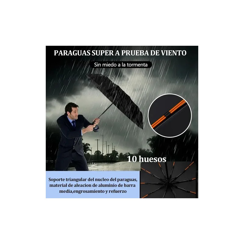 Paraguas Plegable Automático VABESSA con Protección UV y 10 Varillas