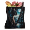 Black Cat Silhouette Moonlight T-Shirt - Moody Cat Art Tote