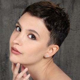 Namana Climber Earrings in 925 Sterling Silver, Cute Ear Climbers for Women and Girls with Cubic Zirconia Stones, Simple 925 Sterling Silver Stud Earrings, Silver Jewellery for Women