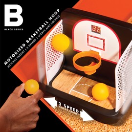 Black Series Motorized Basketball Mini Arcade Game, Indoor Tabletop Game, Moving Basketball Hoop, 3 Speeds, 3 Balls, Digital Scoreboard & Sound Effects, Fun Kids & Family Game, Toys for Boys Ages 8+