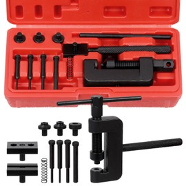 Keadic 13Pcs Motorcycle Bike Drive Chain Breaker Set with Carrying Case Contains Lever Anvils Pins Chain Cutter and Riveter Repair Tool Kit for Cam and 35 to 630 Chains