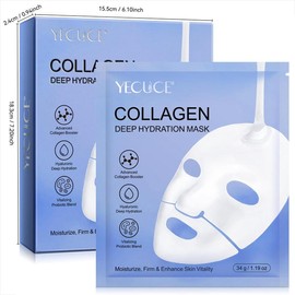 Collagen Facial Mask, 6 Counts/set Moisturizing Facial Skin Care Mask, Hydrating Facial Skin Care Product for Women & Men, Christmas Gift - Specification: 6counts, net weight: 34g*6