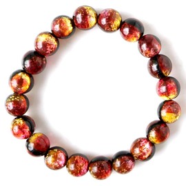 Glow in the Dark Kerama Sunset Orange Firefly Glass Bracelet, Men's, Women's, 0.4 inches (10 mm), Okinawa, Souvenir, Kerama Islands