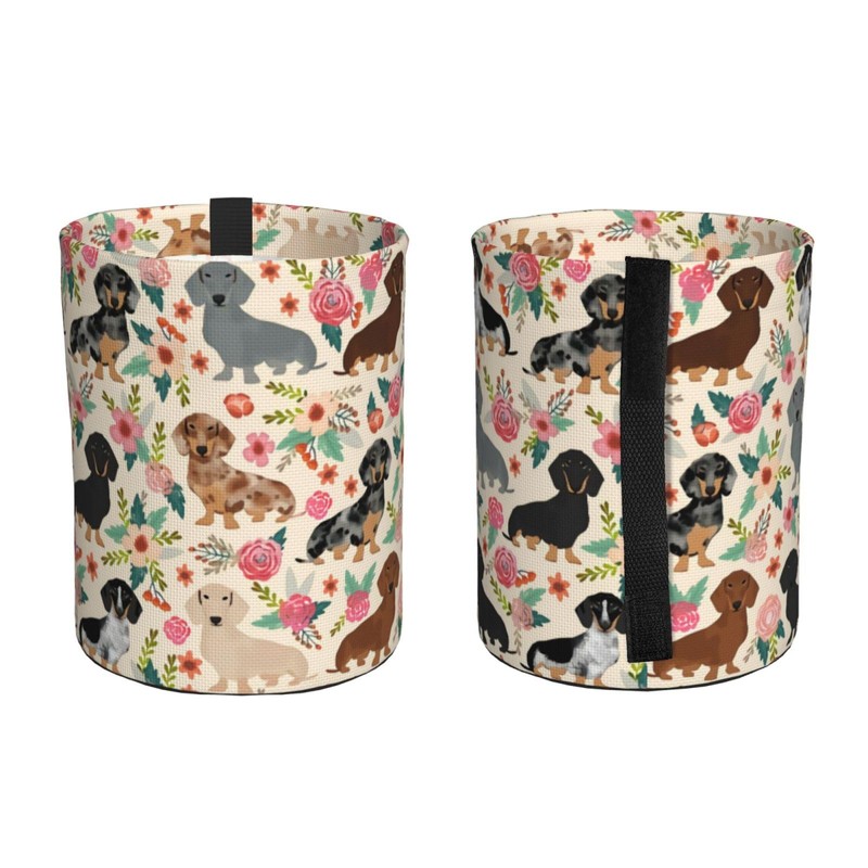GYLILI Dachshund Sausage Dogs Pink Flowers Print Car Trash Can