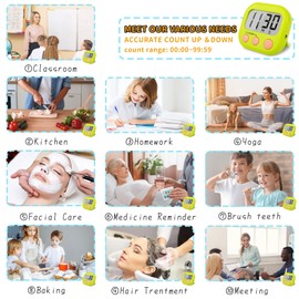 Classroom Timers for Teachers Kids Large Magnetic Digital Timer 12 Pack-Blue Green