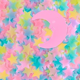 Niuhong Fluorescent Wall Stickers, Pack of 100 Luminous Stars Glow Dark 3D Star Stickers Decoration Star Wall Sticker Room Bedroom Ceiling Decals Switch Sticker (Colourful)