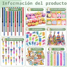 Ulema Paquete de 24 lindos artículos de papelería de animales de dibujos animados, regalos de cumpleaños para niños y niñas, bolsas de regalos escolar