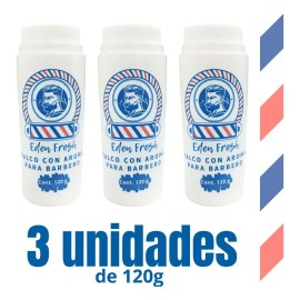 Talco Para Barberia-barbero Eden Fresh 120g (3 Unidades)