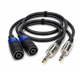 KOOKFJLLZ Speakon to 1/4 Inch Speaker Cable 3.3FT 2 Pack - 12AWG OFC Silicone Twist Lock DJ PA Stage Monitor Power Amp Subwoofer Guitar Amp Audio Wire - Male to Female - Short Speakon Cable