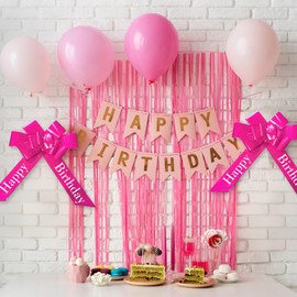 hurifeng Large Red Bow for Car, Gift Bow 23 Inches - Perfect Decoration for Birthday Gifts, Wedding, Car, Bike, and More - Reusable with Pull Cord (Pink)