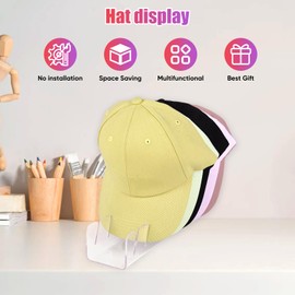 Acrylic Hat Organizer for Baseball Caps, 2-Pack No Installation Hat Rack for Closet, Bedroom & Dresser, Home Storage Solution for Baseball Caps, Closet Organization & Room Display (2 pack transparent)