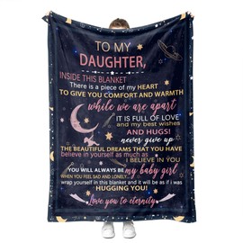 YunTu to My Daughter Blanket from Dad Mom, Warm Letter Throw Blanket for Daughter, Birthday Gifts for Daughter from Mom Dad, Valentine's Gifts for Daughter (Night Letter, 60 x 80inches(150x200cm))