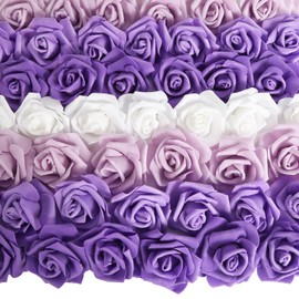 INSUNSIX Foam Roses Bulk Roses Artificial Flower Heads Purple Foam Flowers 200PCS Foam Rose Heads for DIY Wedding Bouquets Centerpieces Party Baby Shower Home Decor(Series Purple)
