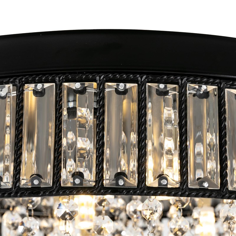 TFCFL 9-Light Crystal Chandelier, Semi Flush Mount Round K9 Crystal