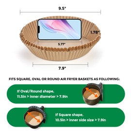 100Pcs Air Fryer Disposable Paper Liner With Pastry Brush, WCESS Round Non Stick Air Fryer Liners Disposable, 7.9 Inch Oil Proof & Water Proof Baking Parchment Paper, Food Grade Baking Paper Liner