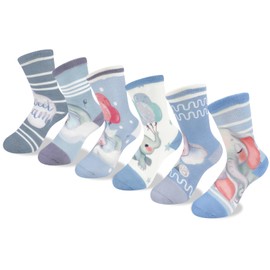 Queenshin Elephants Girls Novelty Socks Cute Silly Cartoon No Show Funny Fashion Cotton Kids Toddler Crew Socks 6 Pairs