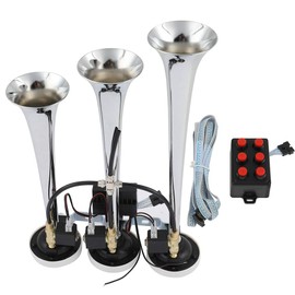 Ineedup 12V 150db 3 Trumpet Electric Truck Train Car Air Horn with 8 Tunes for Cars Trucks Trains Boats RVs