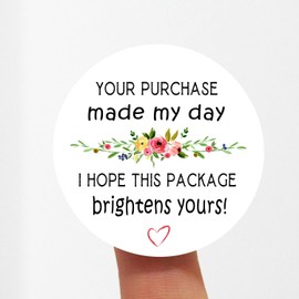 ZLKAPT 120pcs "Your Purchase Made My Day" Thank You Stickers - Decorative Business Labels, Self-Adhesive Round Circle Thank You Labels for Envelope Bag Seals