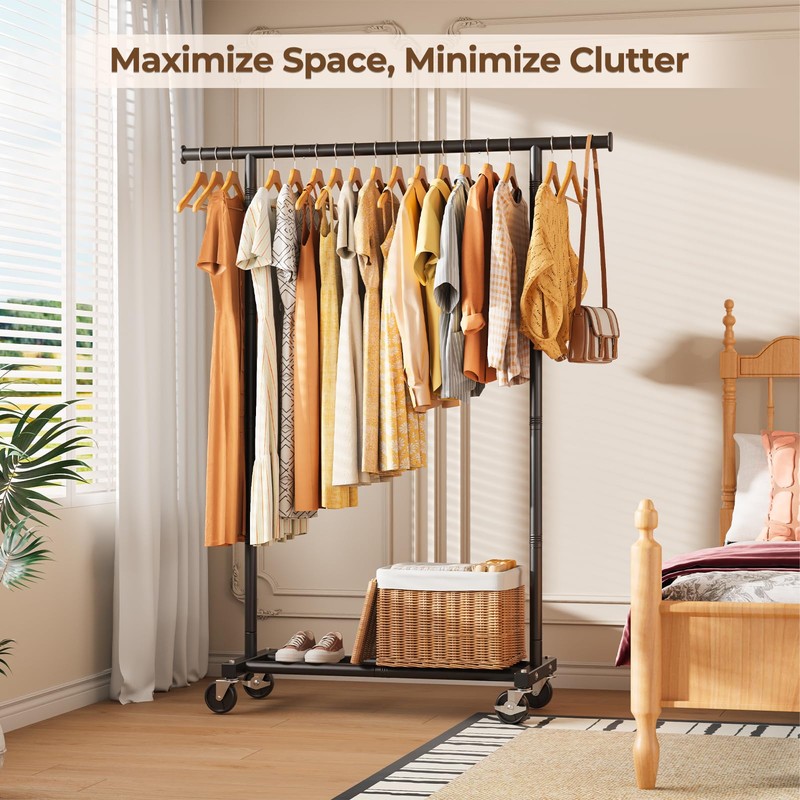 HYSEYY Clothes Rack, Clothing Rack for Hanging Clothes, Rolling Garment
