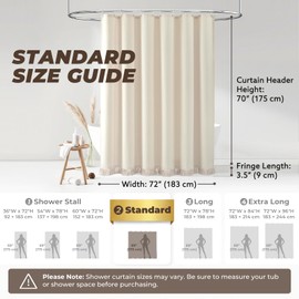 TURKIO Linen Shower Curtain Boho Beige Shower Curtains for Bathroom Thick Fabric Shower Curtain with Tassels Neutral Shower Curtains Rustic Farmhouse Bath Decor 72 Inch