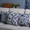 D (45X45cm) Decorative Hamptons Oriental Blue Floral Linen Cushion Cover