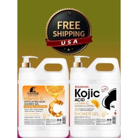Roushun Vitamin C Exfoliating + Kojic Skin Whitening Body Wash, 4000ml [USA Stock 🇺🇸]