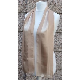 Mytoptrendz® Women's Classic Plain Scarf Lightweight Silky Soft Feel Long Shiny Satin Chiffon Stripe Wrap (Beige)