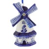 Kurt Adler Porcelain Delft Blue Windmill Ornament Set Of 3