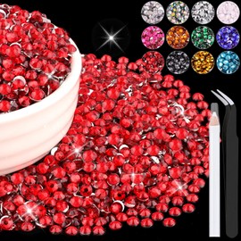 6000PCS 4mm Resin Rhinestones Bulk for Crafting (Red), Flatback Bedazzling Crystals for Crafts DIY Nail Decoration, Gems Charms for Tumbler Shoes Clothing Fabric with Pickup Pen and Tweezers