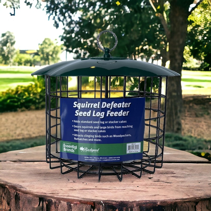 Backyard Essentials Squirrel Defeater Seed or Suet Log Cage Feeder