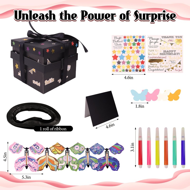 Black Flying Butterfly Explosion Gift Box - Flying Butterfly Christmas