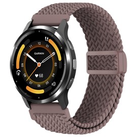 EverAct 22mm Magnetic Braided Nylon Band Compatible with Garmin Vivoactive 4/Venu 3/Venu 2, Elastic Loop Soft Stretchy Wristband Strap Replacement for Forerunner 265/255/255 Music Men Women