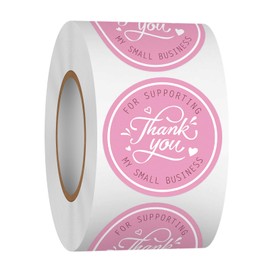 Heyfibro 500 PCS Thank You for Supporting My Small Business Stickers, 1.5 Inch Thank You Stickers for Small Business,Small Business Stickers for Packing, Party, Bags, Boxes(Pink)