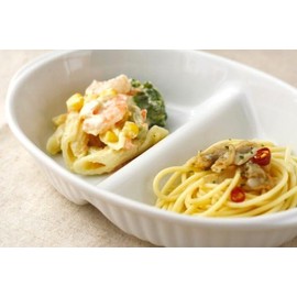 Cerapockke 2-Compartment Lunch Plate, 8.1 inches (20.5 cm), Made in Japan, Mino Ware, For Both Me and Dad, Divider Plate, Bakeware, Gratin Bowl, Gratin Bowl