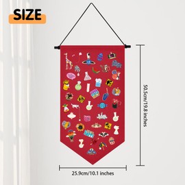 Wall Hanging Brooch Jewelry Storage Case Canvas Display Stand Enamel Pin Display Banner Holder Earrings Necklace Glitter Pin Collection Organizer (Red)