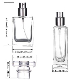 6 Pack 30ml / 1 Oz Transparent Refillable Perfume Bottle, Portable Square Empty Glass Perfume Atomizer Bottle Spray Applicator with 4 kinds of perfume dispenser(6 Pack 30ml / 1.01 oz. Transparent